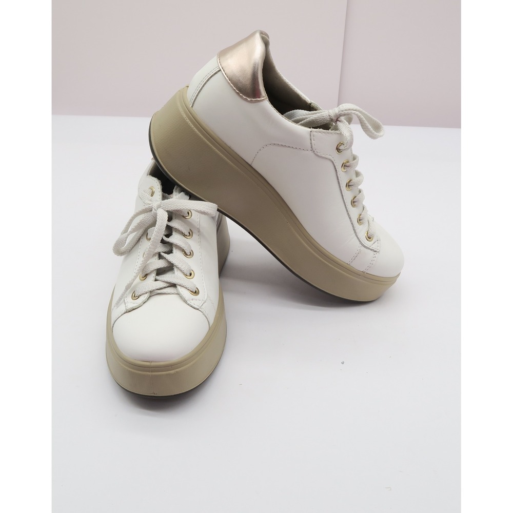 Igi&Co White Leather Platform Sneakers Rose Gold Accents Made in Italy Womens